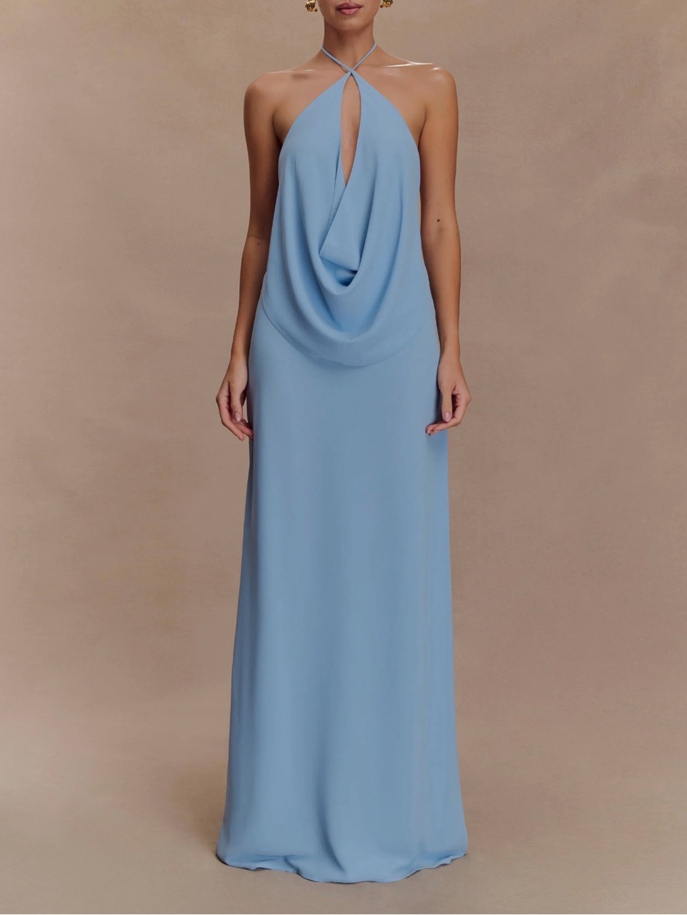 NWT!! Meshki Sky Blue Strapless Draped Halter Top - Picture 5 of 5